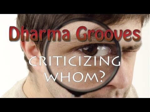 Person with magnifying glass, "Dharma Grooves" text.