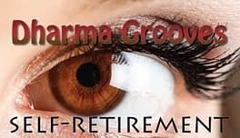 Eye close-up with text overlay, "Self-Retirement".