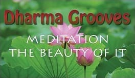Pink lotus flowers with meditation text.