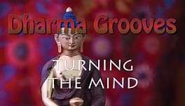 Buddha statue with "Dharma Grooves" title