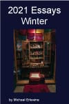 Book cover: illuminated bookshelf on dark background