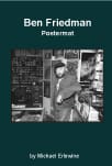 Book cover: man arranging posters in shop