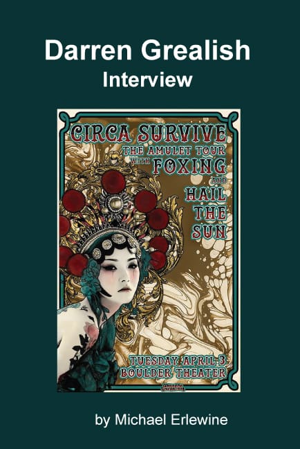 Teal cover featuring ornate vintage concert poster
