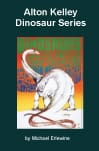 White dinosaur illustration on colorful book cover