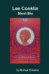 Dark teal book cover with psychedelic portrait