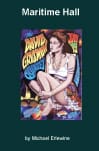 Pinup woman seated on colorful Maritime Hall poster