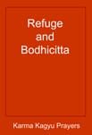 Red book titled "Refuge and Bodhicitta"
