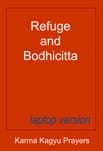 Red book cover titled "Refuge and Bodhicitta"