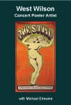 Vintage concert poster featuring stylized nude figure