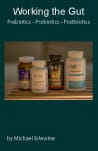 Book cover with probiotic bottles on shelf