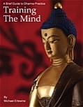Book cover: golden Buddha statue, red background